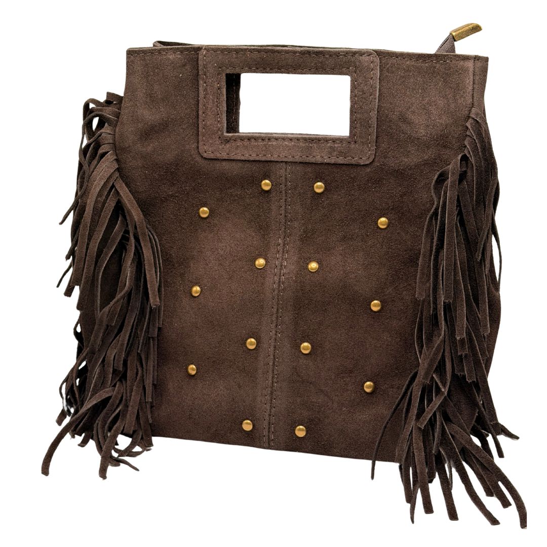 Bolso de Ante con Flecos y Tachuelas