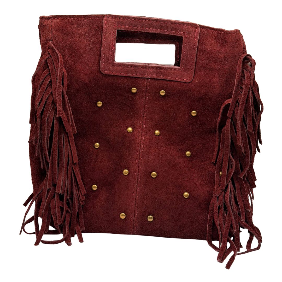 Bolso de Ante con Flecos y Tachuelas