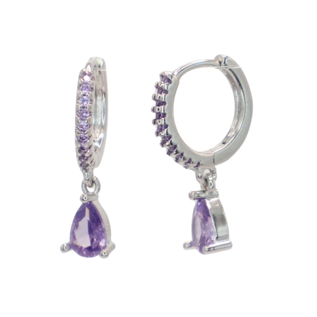 Pendientes Aro Brillos Lila
