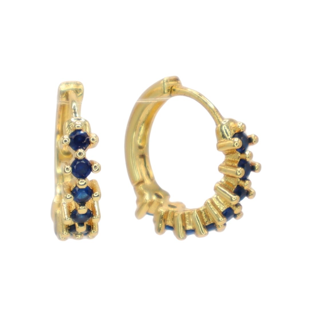 Pendientes Aro Brillos Azul