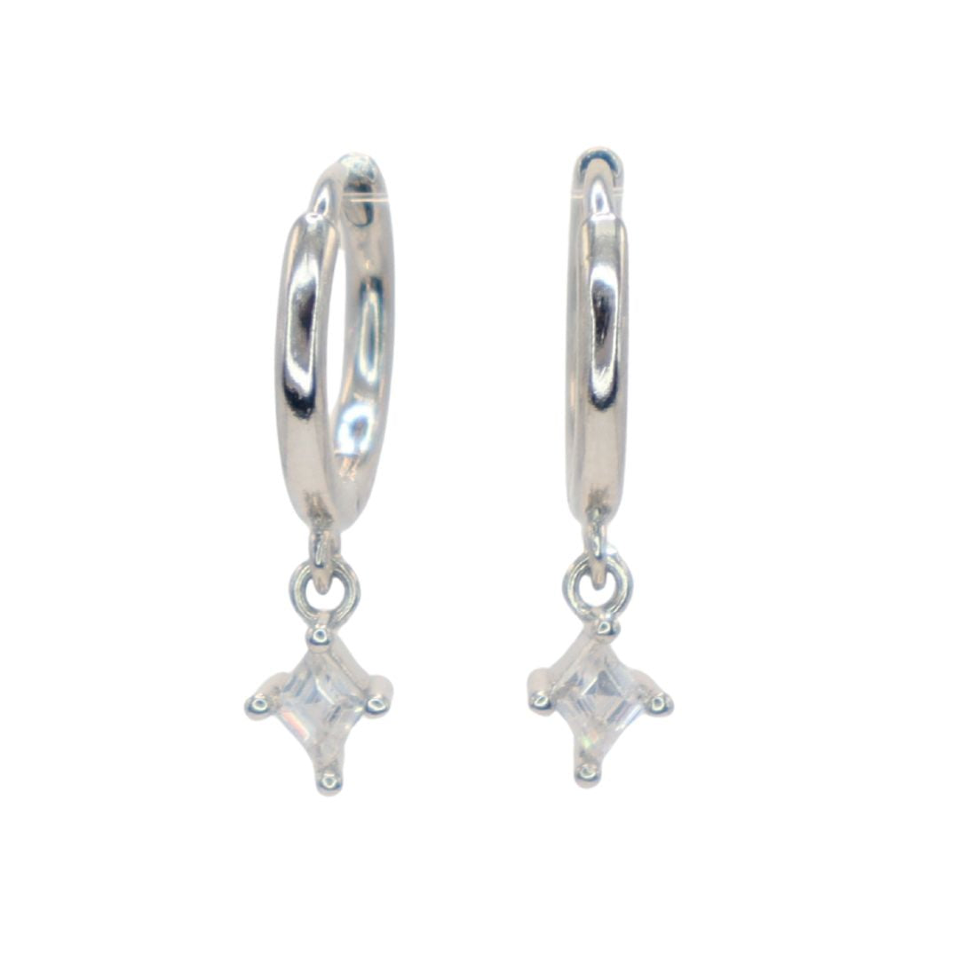 Pendientes Aro Brillo Rombo